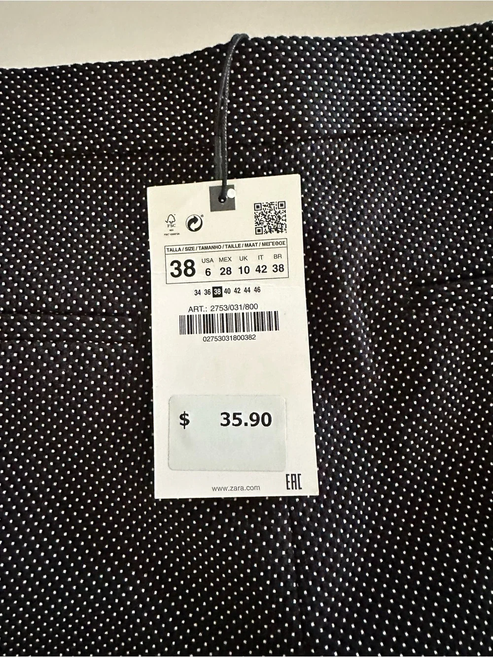 Zara Black Pindot Single-Button Women's Blazer (new with tags)